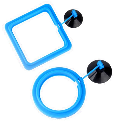 Senzeal 2PCS Fish Feeding Ring Aquarium Round and Square Floating Food Feeder Circle with Suction Cup for Fish Tank