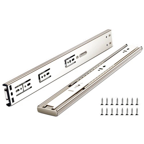 Plusmart 22 Inch Drawer Slides, Plusmart Soft Close Drawer Slide Glides Ball Bearing Full Extension Cabinet Slides, 3 Folds, 150LB, 1 Pair