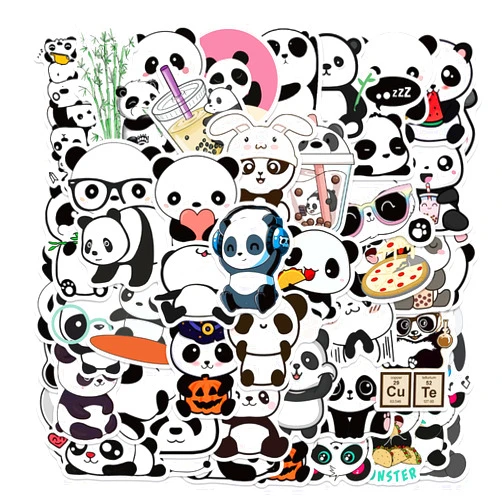 Icicrim Panda Stickers for Kids Adults Cute Animal Stickers for Laptop Water Bottles Luggage, Icicrim Cute Panda Stickers 50PCS Panda Gifts Party Decorations Cartoon Stickers Pack