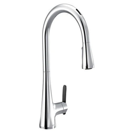 Moen S7235EVC SinemaSmart Faucet Touchless Pull Down Sprayer Kitchen Faucet with Voice Control and Power Boost, Chrome