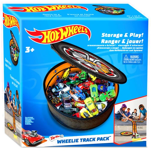 Hot Wheels Tara Toy: ZipBin Wheelie Track Pack - Unzips Into A Racetrack Mat, Holds 100 Toy Cars, Storage & Play, Circle Tire Design, Kids Ages 3+