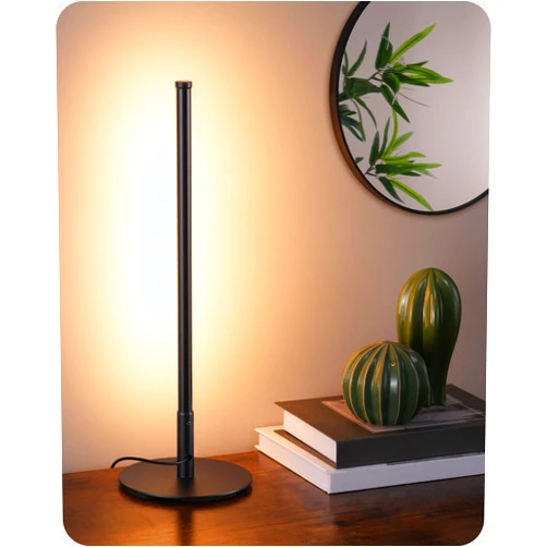EDISHINE LED Table Lamp, Minimalist Bedside Lamp with 3 Dimmable Color Temperature, Touch Controller, Corner Light for Bedroom Nightstand, Living Room, Gift, Reading, Metal Finish, Black, 6W