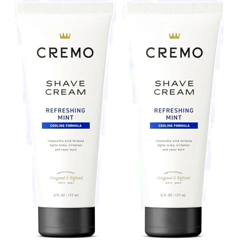 Cremo Barber Grade Cooling Shave Cream, Astonishingly Superior Ultra-Slick Shaving Cream for Men, Fights Nicks, Cuts and Razor Burn, 6 Fl Oz (Pack of 2)