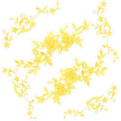 UHOMENY Gold Lace Flower Embroidery Patch, UHOMENY 6 Pieces Blossom Fabric Flower Gold Applique Leaves Vines Iron on Patches Sewing Craft Decoration Lace Appliques for Wedding Prom Dress DIY Clothing Jean