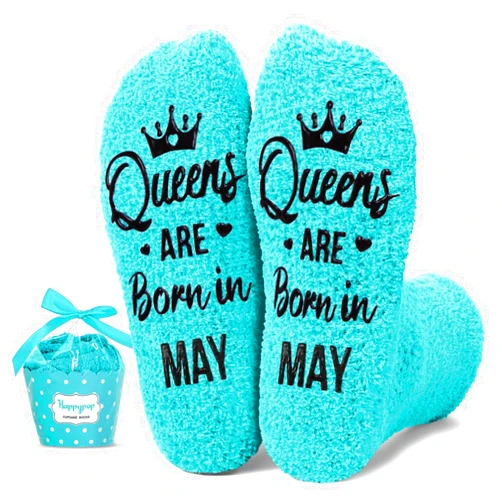 HAPPYPOP Women Queen Birth Month Socks - Month Birthday Gifts, Socks for Her Female in Green