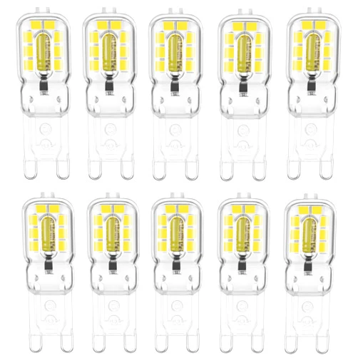 Sriomny G9 Led Bulb 2W, 20W Halogen Equivalent, G9 Bi pin Base, 4000K, Natural White, Non-dimmable, 360° Beam Angle Bulb AC 120V G9 LED Bulb Transparent housing, 10 Pack