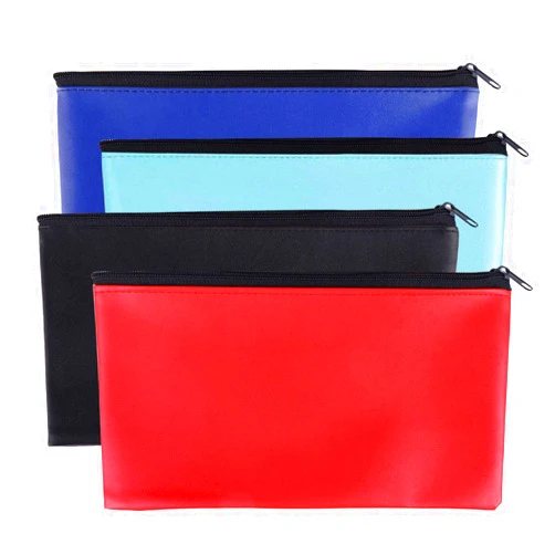 Rinvanic Zipper Bank Bags,4 Pack Money Pouch Bank Deposit Bag PU Leather Cash and Coin Pouch bank envelopes with zipper (Colorful)