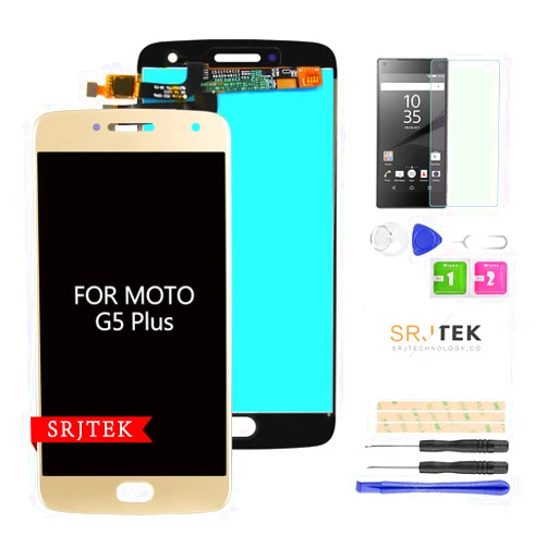 SRJTEK for Moto G5 Plus Screen Replacement - SRJTEK LCD Screen for Motorola Moto G5 Plus XT1686 XT1681 XT1683 XT1684 XT1685 XT1687 Touch Digitizer Display Panel Glass Lens Assembly,Repair Parts Kit,Gold