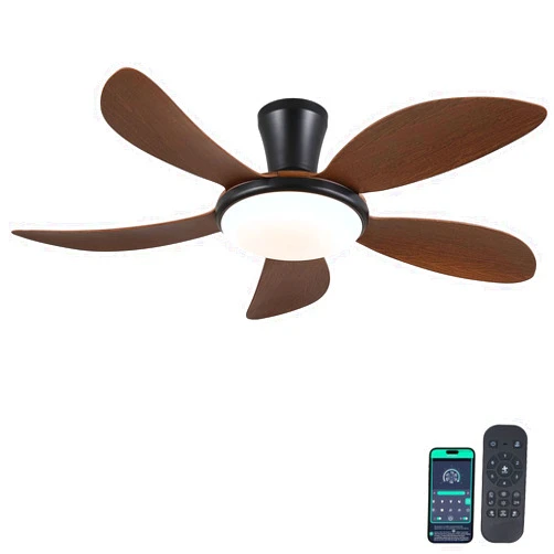 PHORUS Low Profile Ceiling Fans with Lights and Remote/APP,48 Inch Modern LED Ceiling Fans with Quiet Reversible DC Motor, Dimmable 3 Colors 6 Speeds