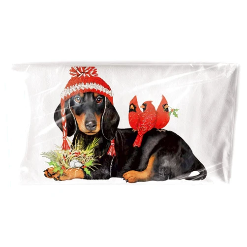 Mary Lake-Thompson Winter Doxie Birds Cotton Flour Sack Dish Towel