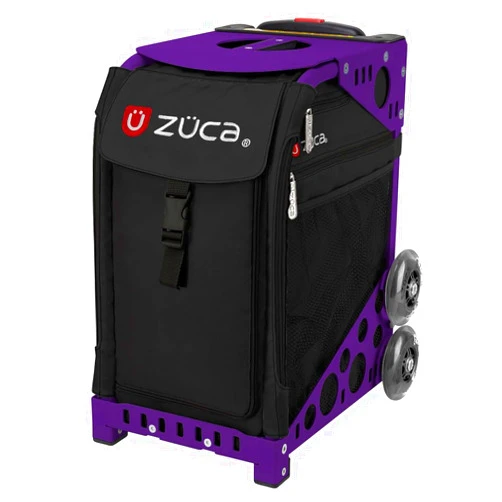 JUSTSWAG Sport Obsidian Rolling Bag with Purple Frame (flashing wheels)