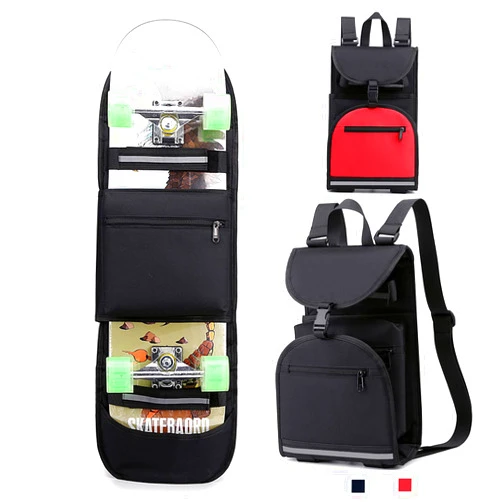BRAVORD Foldable Skateboard Backpack Bag Carrier with Adjustable Shoulder Straps for Double Kick Longboard Electric Skateboard, Unisex