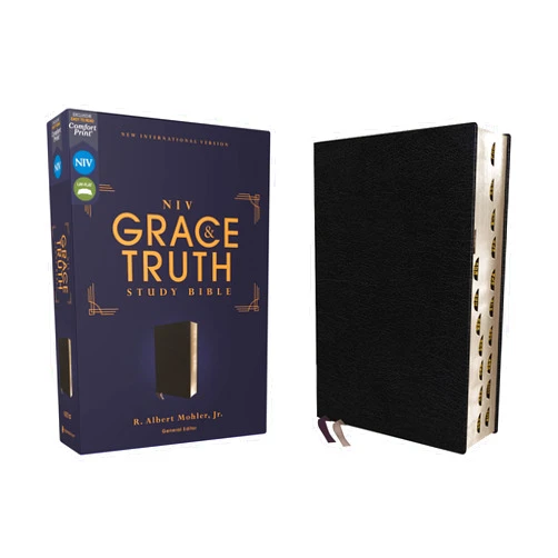 By Zondervan (Author), R. Albert Mohler Jr. (Editor) NIV, The Grace and Truth Study Bible (Trustworthy and Practical Insights), European Bonded Leather, Black, Red Letter, Thumb Indexed, Comfort Print