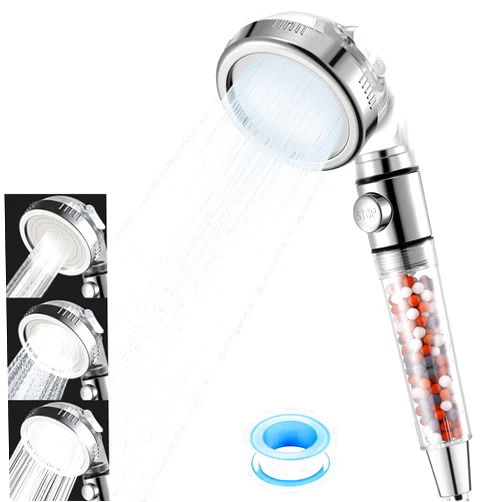 Vacto High Pressure Handheld Shower Head with Filter, Hard Water Softener Water Purifying Filtered Showerheads with Filter Beads, Shower Head Kits (No Hose and Bracket)
