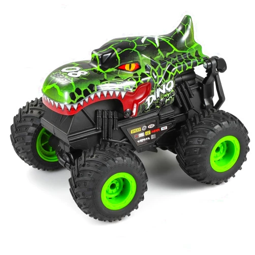 DDIOYIUR 1:20 RC Car for kids, 2.4GHz Remotes, Green Dinosaur Monster Truck Toys, All Terrain stunt Remote Control Car with Music, Light, 2 Rechargeable Batteries, Gift Present for Boys/Girls Ages 3+