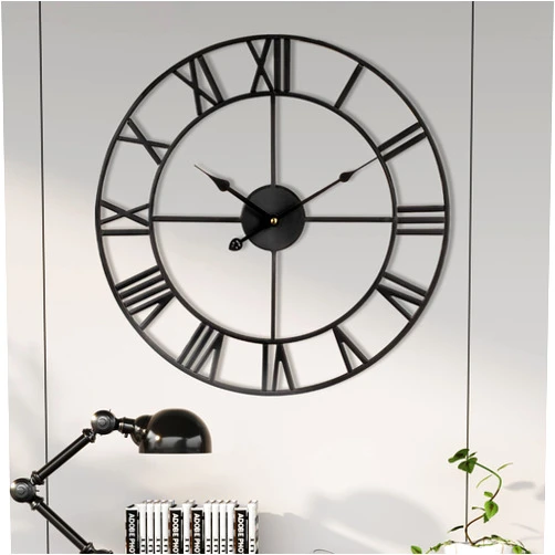 1st owned Large Wall Clock Silent Non-Ticking Roman Numerals Vintage Battery Operated (24 inch,18inch,16inch) Farmhouse Wall Clock for Living Room, Bedroom, Kitchen, Cafe Decor-Black 40CM