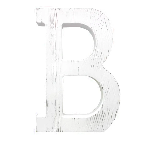 N\A Extra Large Wood Decor Letters Wood Distressed White Letters DIY Block Words Sign Alphabet Free Standing Hanging for Home Bedroom Office Wedding Party (B)