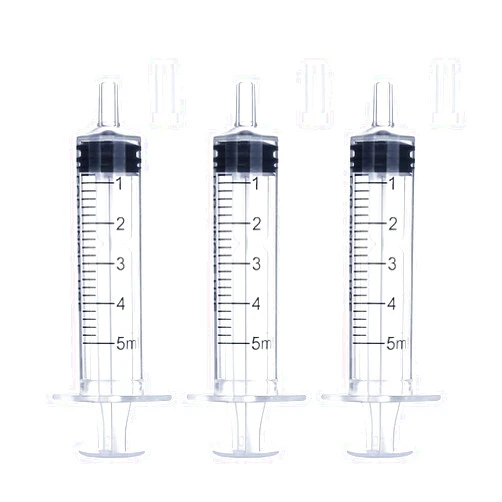 HiMo 5ml Syringe for Liquid, Oral, Scientific Labs, Measurement, Dispensing, with Cap- 3 Pack 5ml Syringes