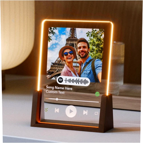 Bunny Badges Personalized Spotify Plaque - Upload Your Own Photo and Song - Custom Gift for Girlfriend or Boyfriend