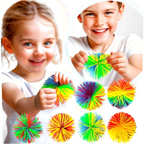 Glow Fever 12pcs Monkey Stringy Balls, Rainbow Colors, 2.75Inch, Fidget Toys Stringy Balls Sensory Silicone Balls Soft Active Fun Toy Stress Balls and Anxiety Relief Throw Balls for Birthday Gifts Party Favors