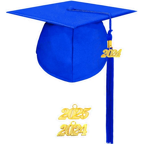 MyGradDay Unisex Adult Matte Graduation Cap with 2024 2025 Tassel Year Charm for High School & Bachelor