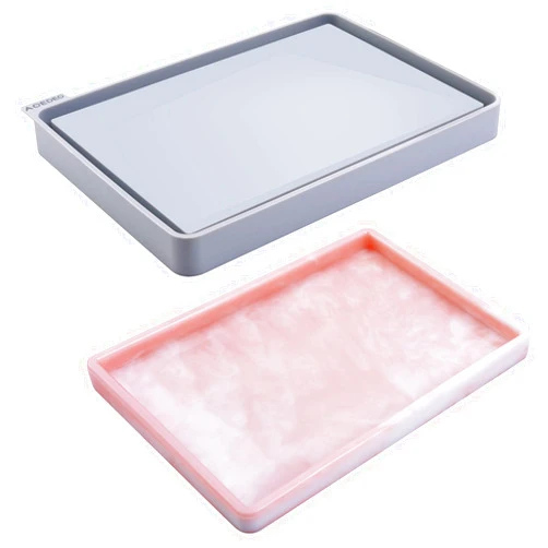 AOEDEO Rolling Tray Mold for Resin Silicone Tray Mold with Sides, Large Rolling Tray Resin Mold for Epoxy Resin, Resin Serving Board Mold with Edge for Resin Casting Shiny Surface & Durable 10.43x7.4x0.98 in