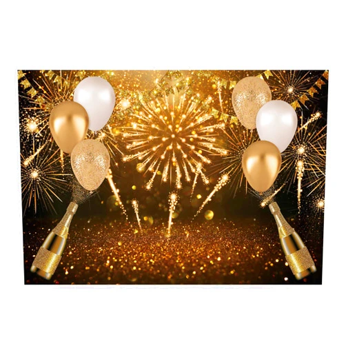 Funnytree 7x5ft Happy Birthday Photography Backdrop Black Golden Balloons Background Prom New Year Holiday Party Supplies Banner Favors 30th 40th 50th 60th Decoration Champagne Bokeh Photo Booth