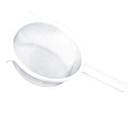 Rocky Mountain Goods Classic Mesh Strainer with Handle - 8” Stainless Steel Diameter Kitchen Strainer for Rice, Pasta, Baking - Rest Hooks for Pots and Bowls - Dishwasher Safe