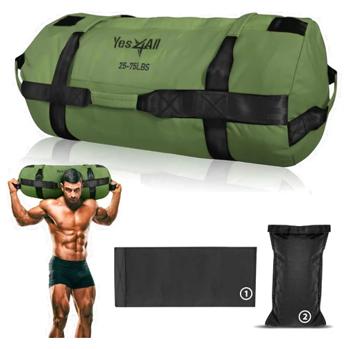 Yes4All Sandbags for Working Out, Adjustable Sand Bags for Weight Training with Handles, Multiple Colors & Sizes 5-200lbs