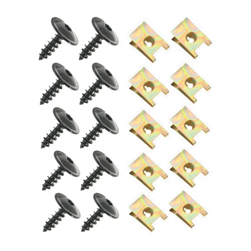 RACOONA 10 Sets Bumper Screws,Car Accessories,Splash Shield Screws,Automotive Screws Fender Bolts,Fender Liner Bumper Cover U Shape Nut Kit,Skid Plate Screws,Bumper Fastener,Suitable for Most Cars
