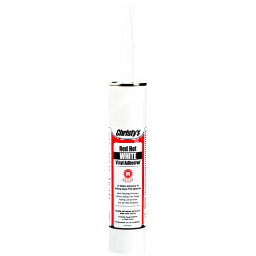 Christy's Red Hot Vinyl Adhesive, White, 10.3 oz Caulk Tube