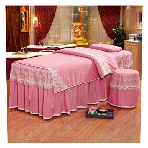 MADPET 4-Piece Art Massage Table Sheet Skirt Set - Lace Stitching Solid Color Beauty Bed Cover Breathable Body Salon Spa Bedspreads Bedding for 4-Piece 60x180cm(24x71inch), GAOXYUAN2025631