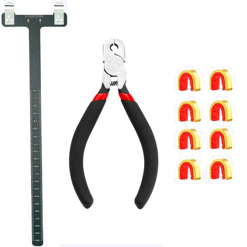 AHOSOUTLY Archery Bow String Nocking Points Set with T Square Ruler Nocking Buckle Pliers and 8pcs Nocking Buckle Set,for Recurve and Compound Bowstring Accessories