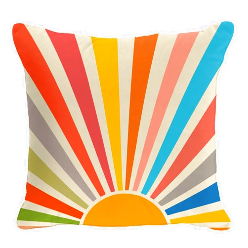 OGILRE Sun Sunrise Sunshine Colorful Abstract Home Bedroom Decorations Soft Throw Pillow Cover, Sunset Boho Pillow Case Pillowcase, 18x18 Inch