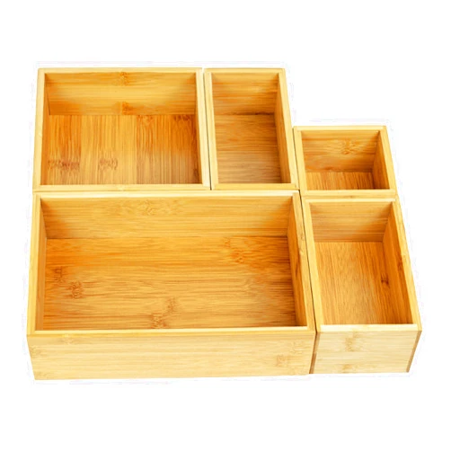 VaeFae Bamboo Organizer Box, Bamboo Drawer Organizer, Multi-use Wooden Box Set for Kitchen, Bathroom, Office Desk, Bedroom and Living Room