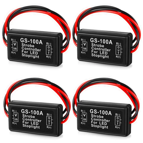 Frienda Brake Light Flasher Strobe Brake Light Strobe Tail Light Strobe Brake Flasher LED Flash Module Flash Strobe Controller for Motorcycles Cars Trucks Brake Light Tail Stop Light 12-30 V (4 Pieces)