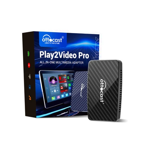 Ottocast Wireless CarPlay Android Auto Video Adapter Play2Video Pro All-in-One Multimedia Dongle for Apple CarPlay with Android 12 Bulit-in YouTube Netflix Blutooth 4.2 Fast Auto Reconnect OTA Update