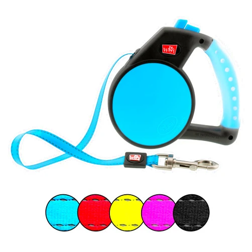 Wigzi MEDGL-BL Gel Retractable Dog Leash for Dogs Upto 44 lb, Medium, Blue