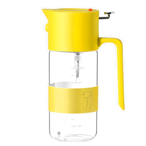 HOZETOKE Deluxe Olive Oil Dispenser and Sprayer - Versatile 2 in 1 Leak-Proof Oil Spray Bottle - 550ml Essential for Health-Conscious Cooks, Yellow