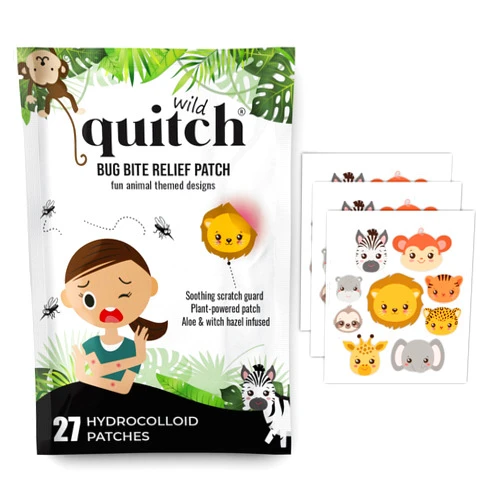 Quitch Mosquito Bite Relief Safari Animal Patches, Bug Bite Anti Itch Cream Alternative for Kids and Baby, Insect Bite Relief, After Bite Relief, Travel Essential for Summer Camp, Cruise and Outdoors