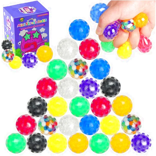 Chshhuao 20Pcs Mini Stress Balls, Stress Balls Fidget Toys for Adults, Squishy Squeeze Balls Bulk, Party Favor Goodie Bags Stuffer