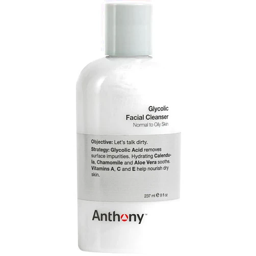 Anthony Glycolic Facial Cleanser for Men – Daily Cleansing Face Wash and Shave Prep – Hydrating, Exfoliating, and Gentle on Sensitive Skin – Non-foaming, 8 Fl. Oz
