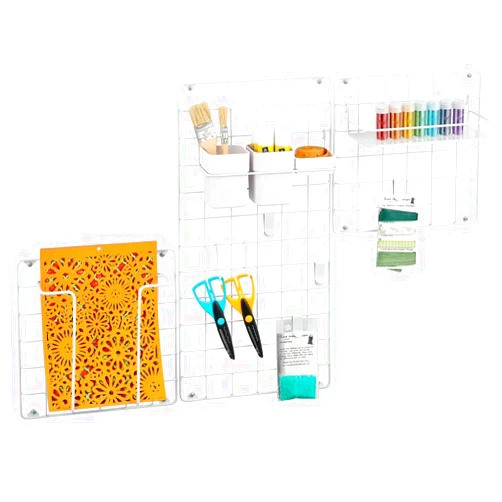 mDesign Decorative Metal Grid Modular Hanging Storage Organizer - Mail Sorter/Letter Key Accessory Holder, Wall Mount - for Entryway, Bedroom, Home Office, Dorm Room- Set of 3 - Matte White