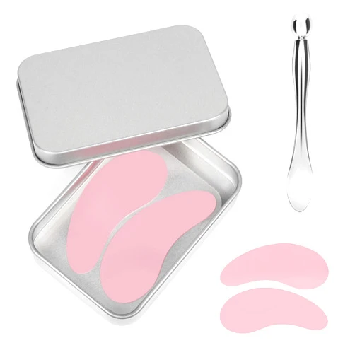 Eseacy Under Eye Patches Silicone - 2 Pcs Reusable Eye Patches, Eye Patches Plump Fine Lines & Wrinkles with Metal Eye Cream Applicator, Tin Case