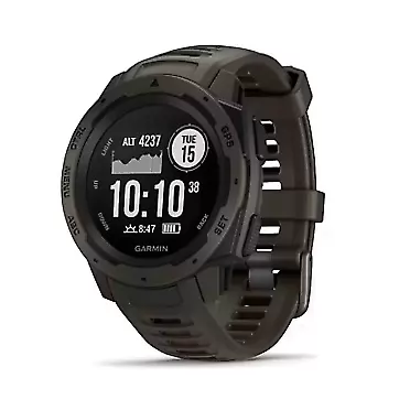 Garmin 010-02064-00 Instinct, Rugged Outdoor Watch with GPS, Features Glonass and Galileo, Heart Rate Monitoring and 3-Axis Compass, Graphite Graphite Instinct