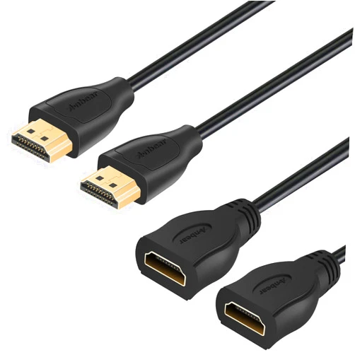 Anbear 4K HDMI Extension Cable 1FT (2 Pack), High Speed 4K@60HZ HDMI Extender (Male to Female) Compatible for Xbox One S 360, PS5, PS4, Roku TV Stick, Blu Ray Player