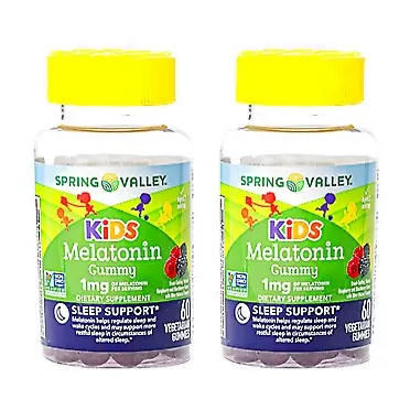 Spring Valley Kid's Melatonin 1 mg Sleep, 60 Vegetarian Gummies (Pack of 2)