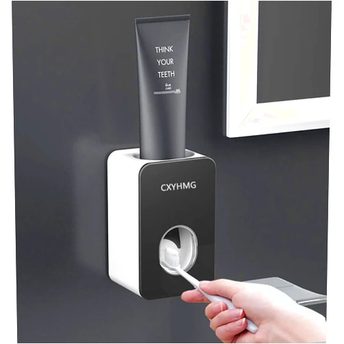 CXYHMG Automatic Toothpaste Dispenser for Kids, Toothpaste Squeezer for Kids & Family Shower Decor, is Wall Mounted Bathroom Accessories Organizer.(Black)