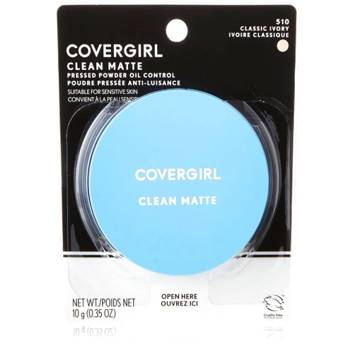 COVERGIRL Clean Matte Pressed Powder, Oil Control Powder, 1 container, .35 Fl Oz, Face Powder, Oil Free Loose Powder, Matte Finish, Lightweight, Shine Free Formula, Leaves Skin Smooth and Clean