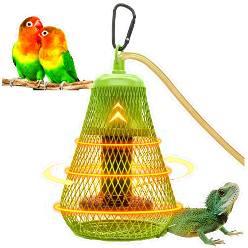 Kokopro Bird Cage Heater - 100W Reptile Heat Lamp with Shade No Harm No Light Ceramic Bird Heat Lamp Pet Heater for Parakeets Parrots Chameleon, Snakes, Lizards, Chicks, Amphibian Bird Supplies